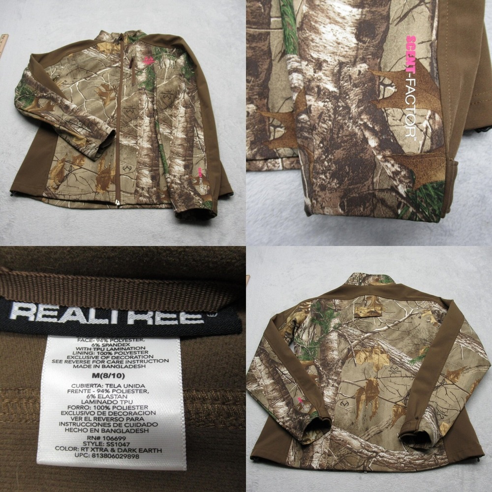 Realtree Jacket Womens Medium 8/10 Scent Factor Camo Full Zip Softshell Hunting